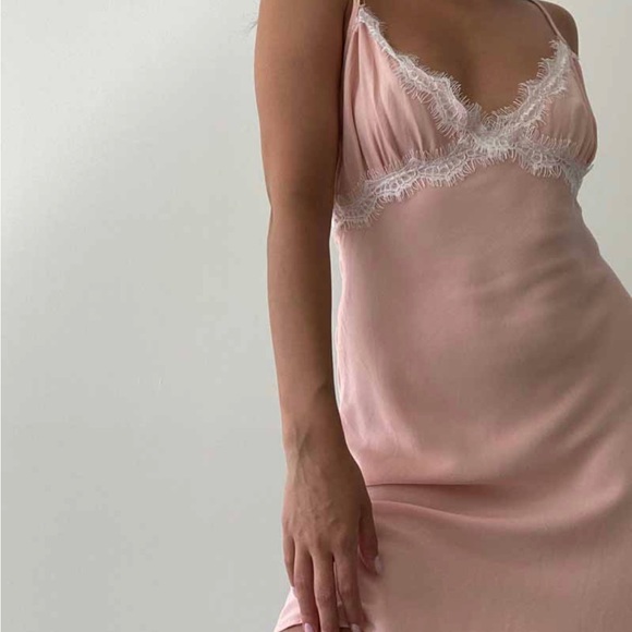 Pink With Lace Trim Short Dress - Picture 8 of 8